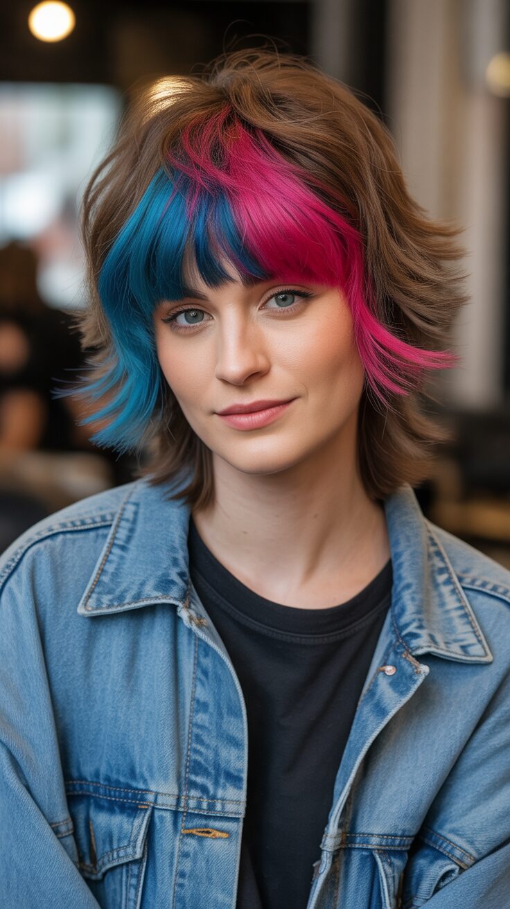 15 Wolf Cuts With Colored Bangs For Added Style To Your Hair!