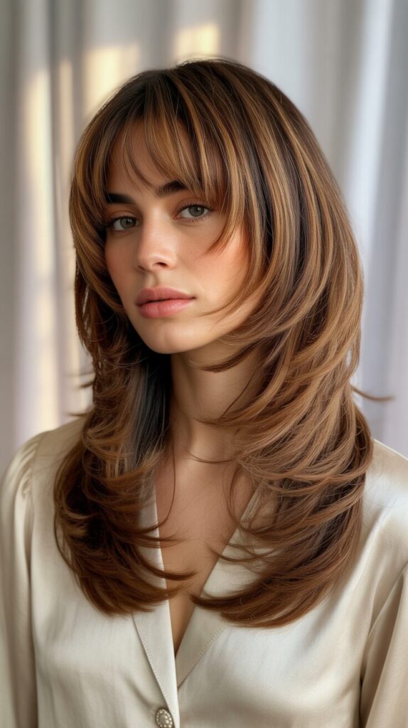 16 Long Wolf Cuts With Curtain Bangs That Will Make Your Crowd Go Wild!