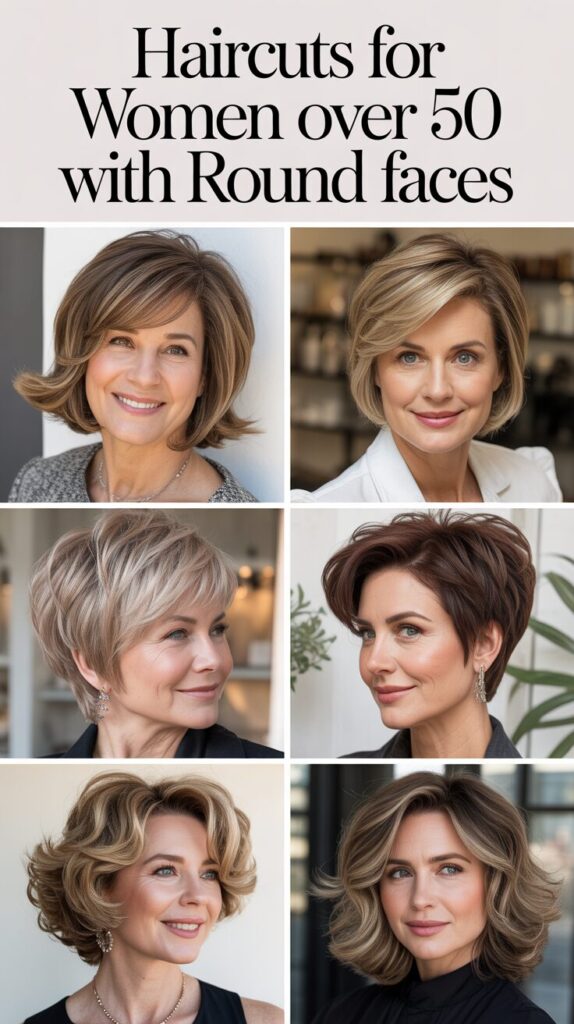 15 Flattering Haircuts for Women Over 50 with Round Faces That Enhance Features and Add Style