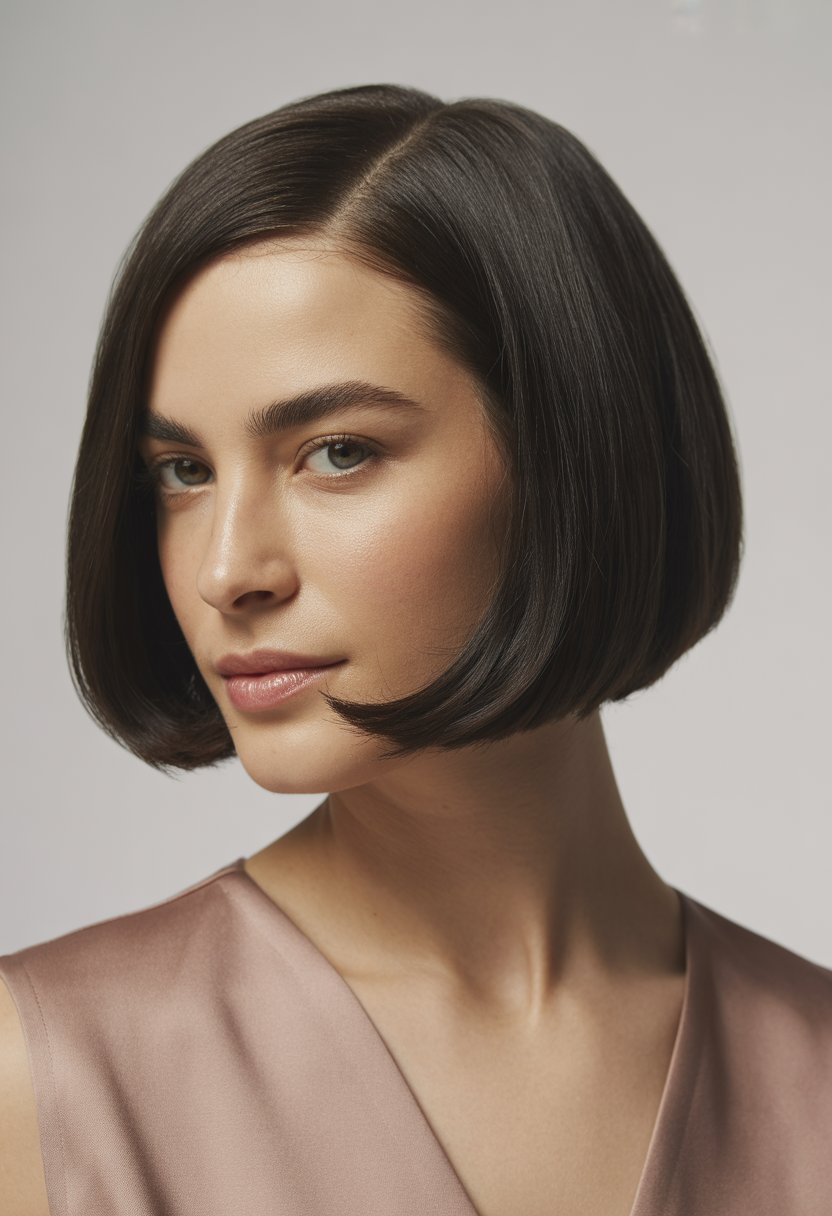 A woman with a neat bob haircut looking confidently at the camera against a plain background.